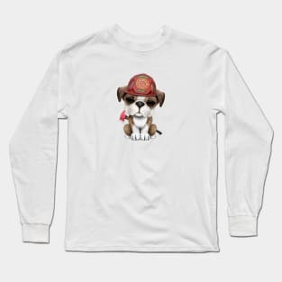 Cute Bulldog Puppy Firefighter Long Sleeve T-Shirt